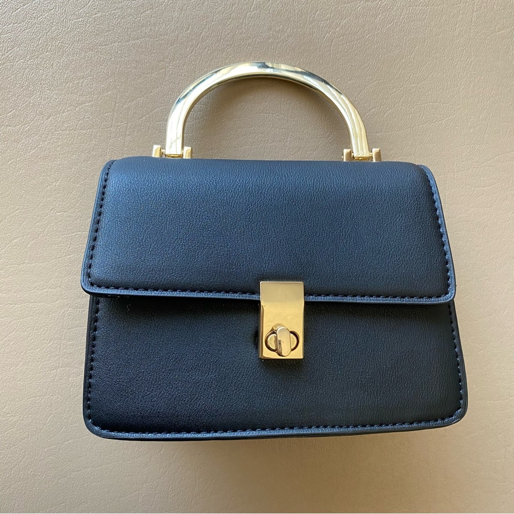 Topshop black mini bag with top handle